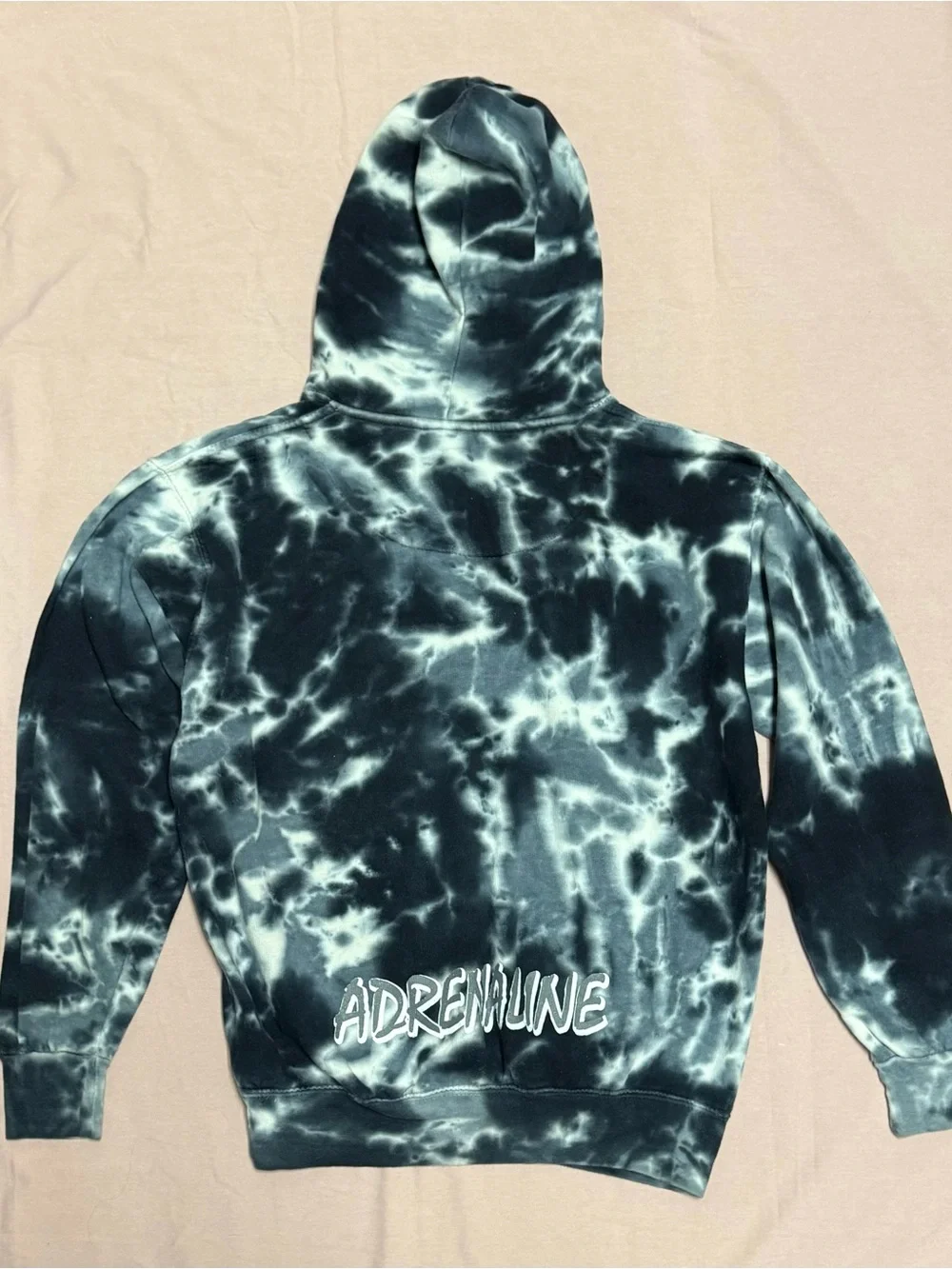 Colortone Adrenaline Tie Dye Hoodie Youth Large 14-16 Black Gray Sweatshirt